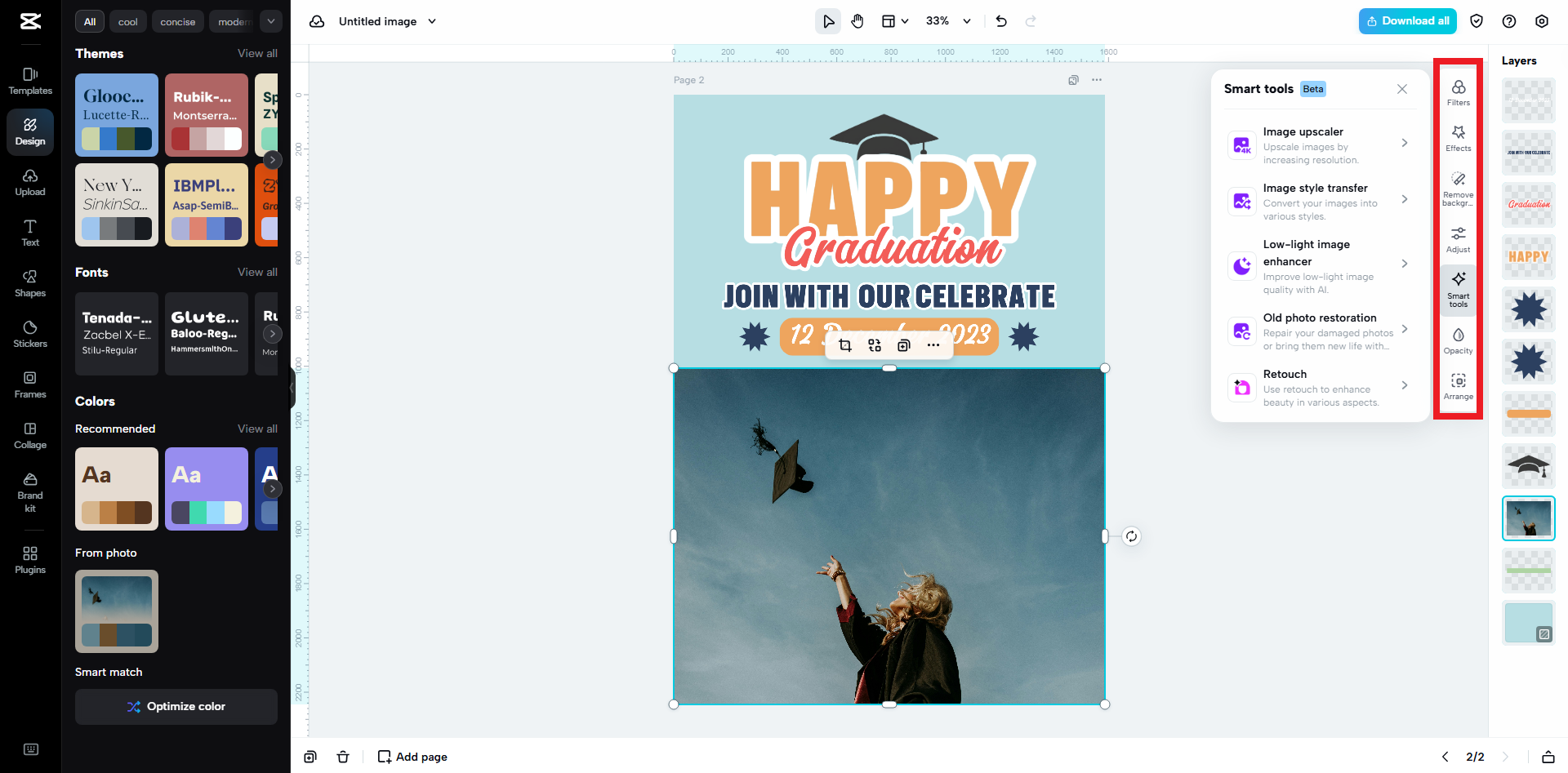 Customize your graduation poster with smart tools, remove background, etc.