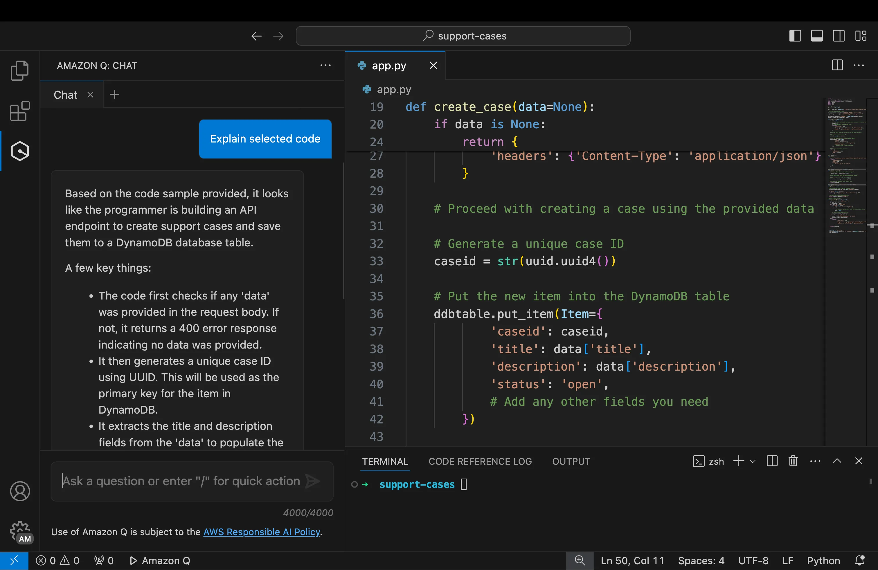 Schnittstelle von Amazon CodeWhisperer - das beliebteste Tool für KI-Codierung
