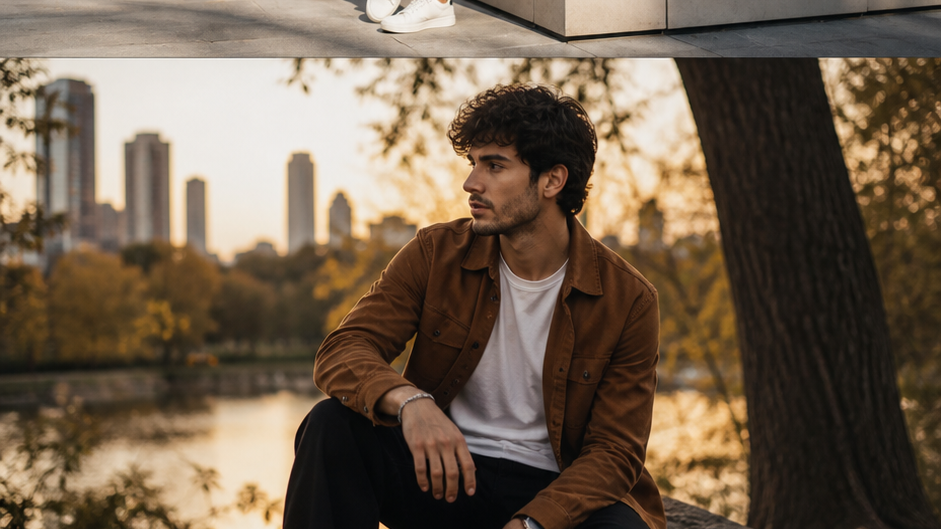 Wall Lean Pose Portrait Prompt prompt 3 original 16:9 visual