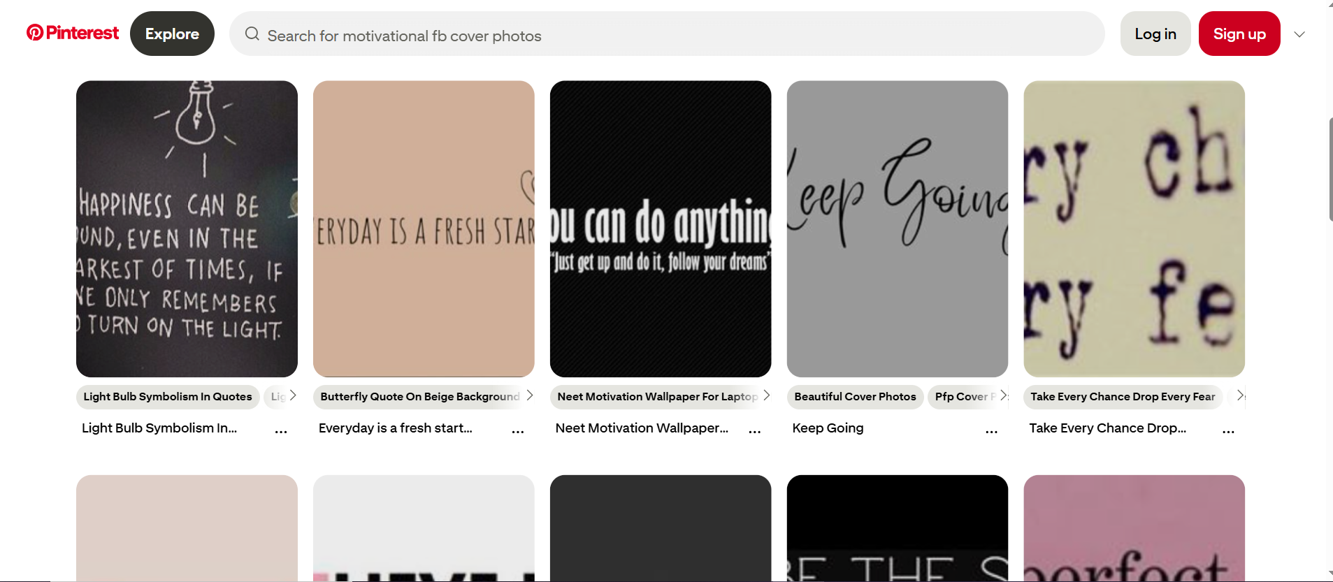 Pinterest - the best resource to get motivational cover photos for Facebook