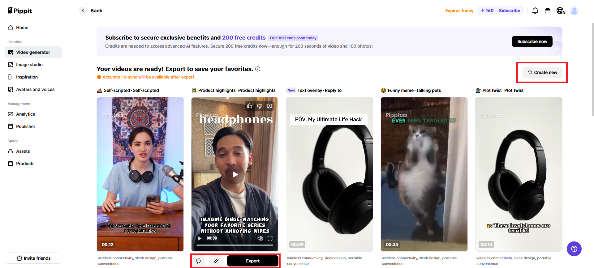 Select your desired shoppable video