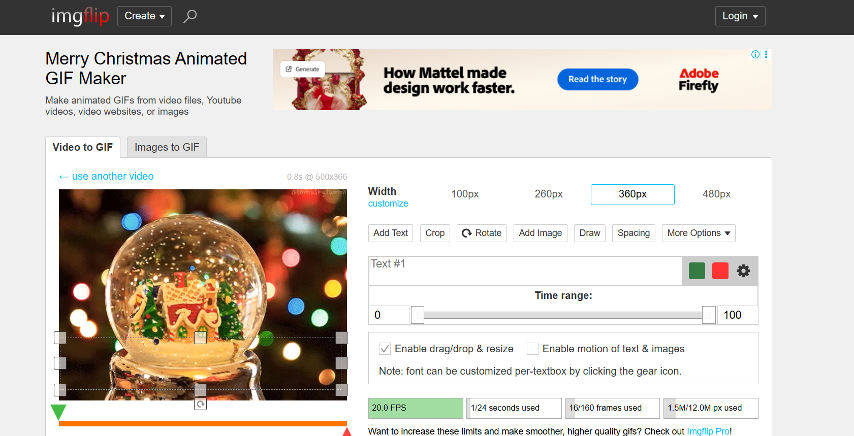 Uživatelské rozhraní Imgflip