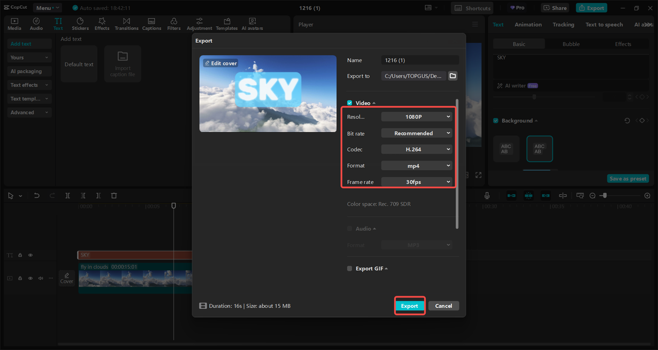 Export and share