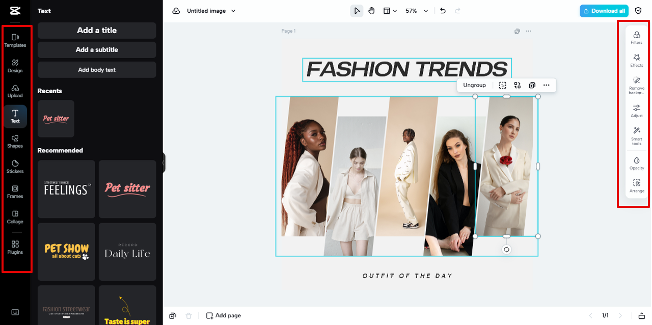 editing image in Pippit