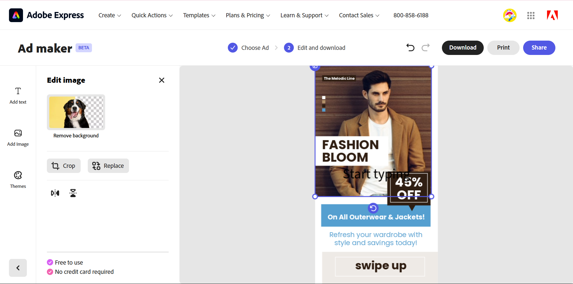 Interface of Adobe - an easy-to-use online ad maker available for free
