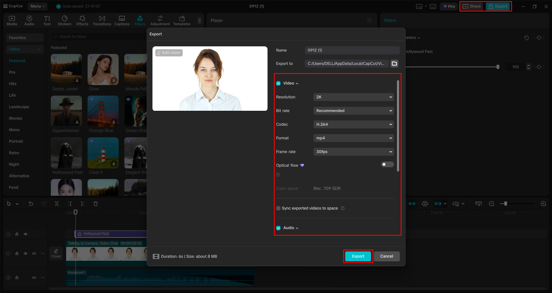 Exportar un video desde el CapCut editor de video de escritorio