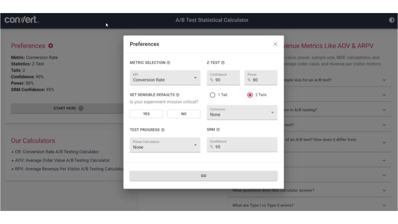 Interface de Convert