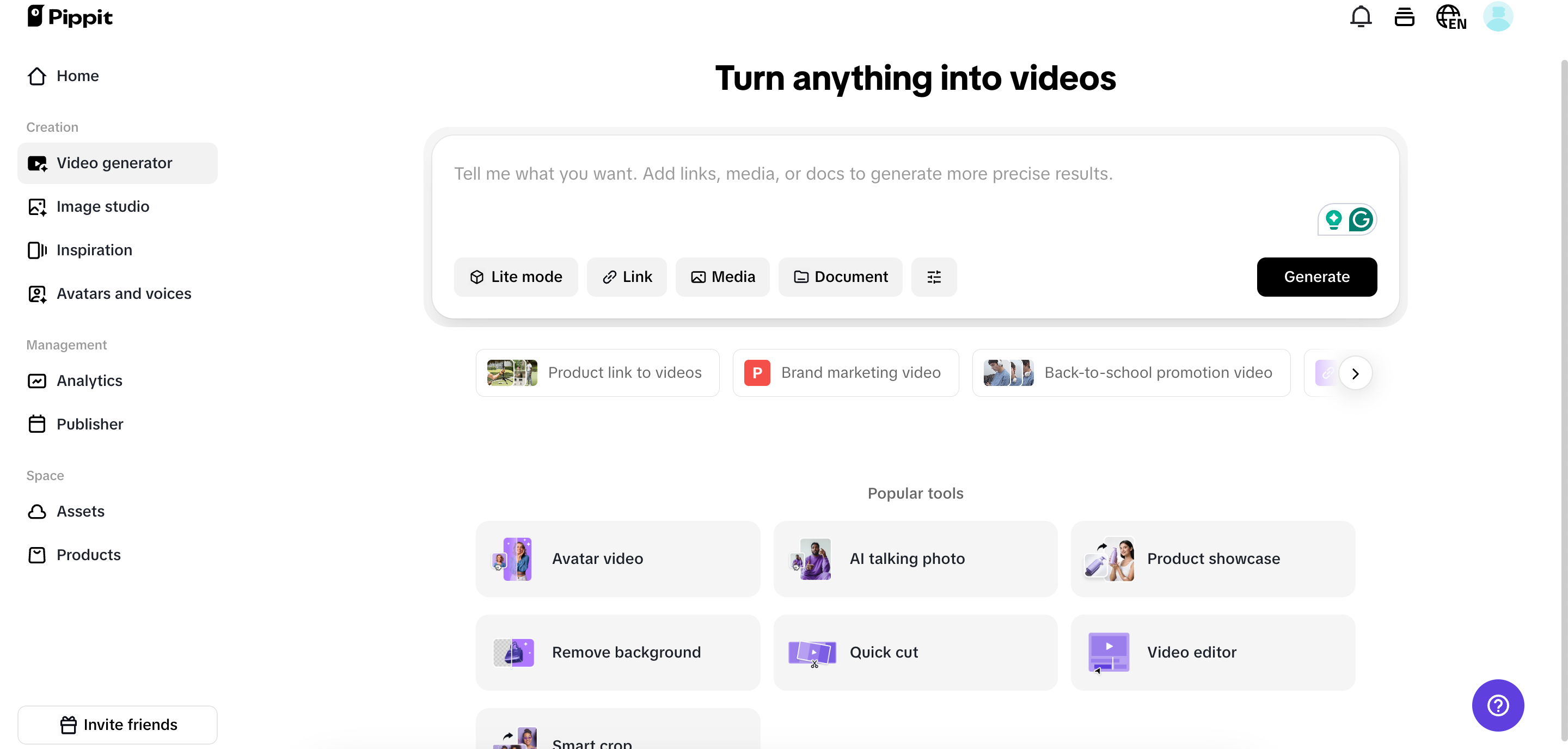 One click video genenration