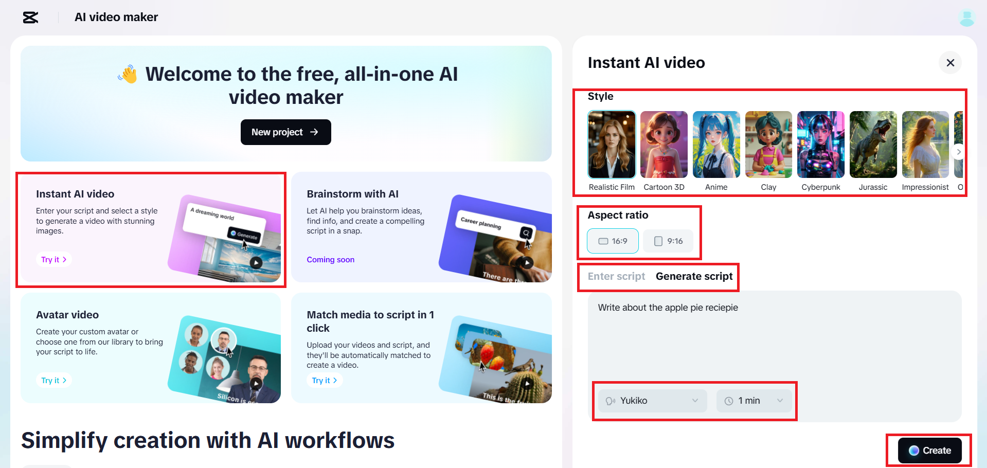 Enter or create your script
