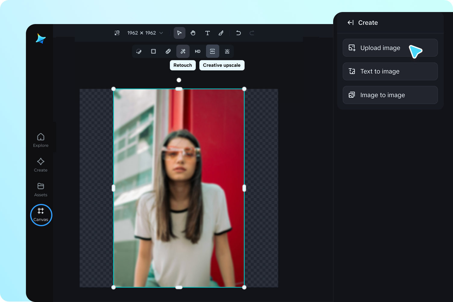Laden Sie Ihr verschwommenes Bild hoch