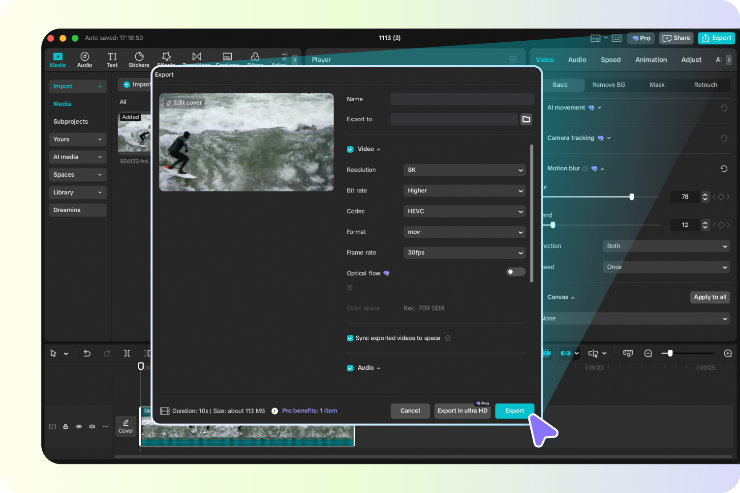 Export the video from CapCut