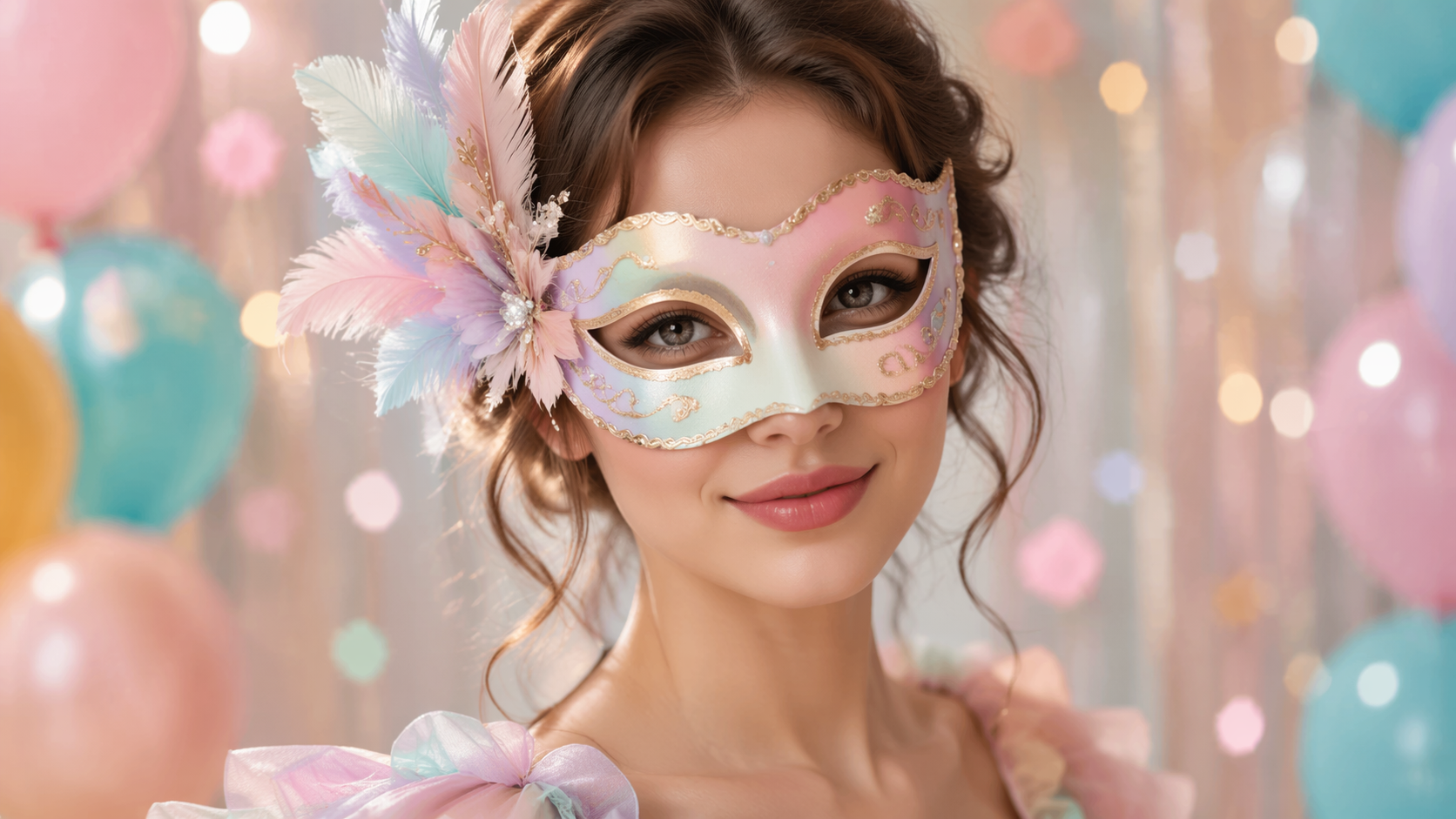 Dreamina add mask to photo: Soft pastel party mask