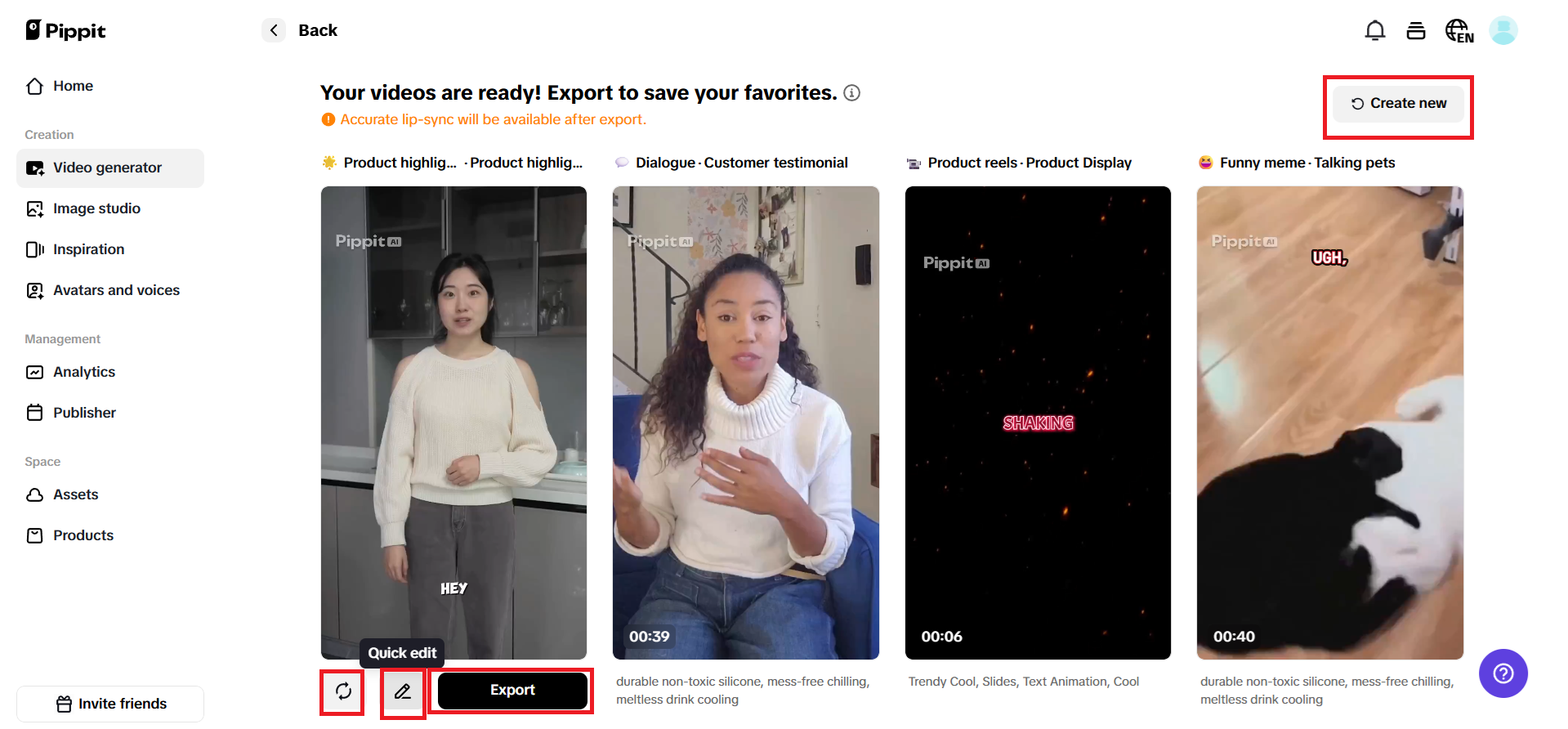 Select your preferred video