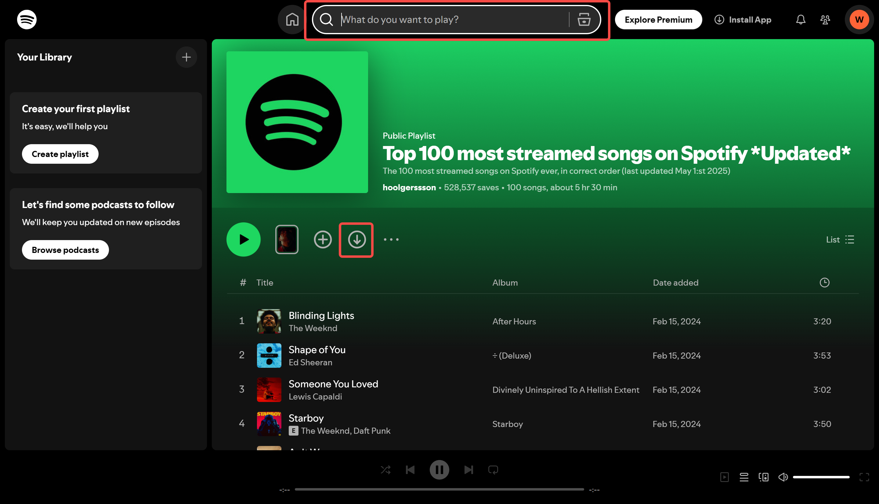 顯示如何檢視Spotify熱門歌曲的圖片