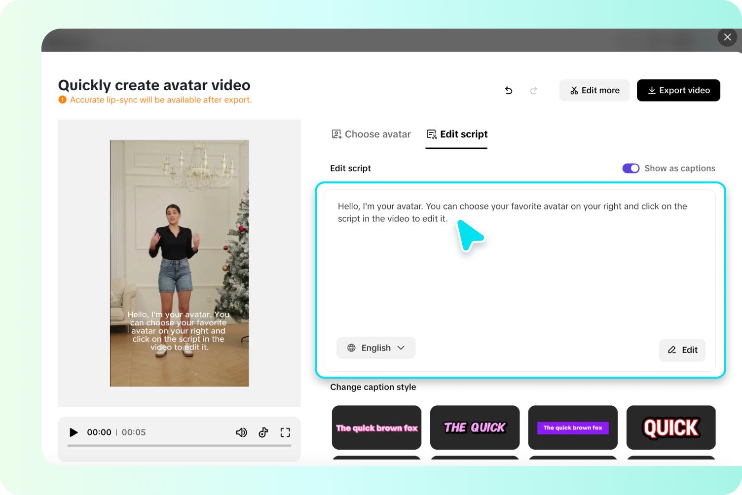 Choose an avatar and make language settings