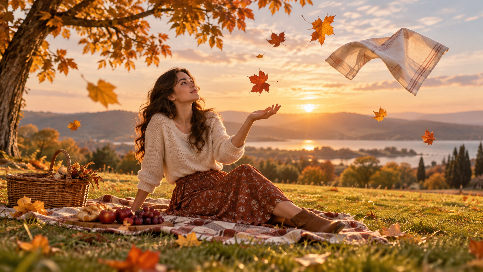 Picnic Items Suspended in Golden Light example for how to make floating fall video