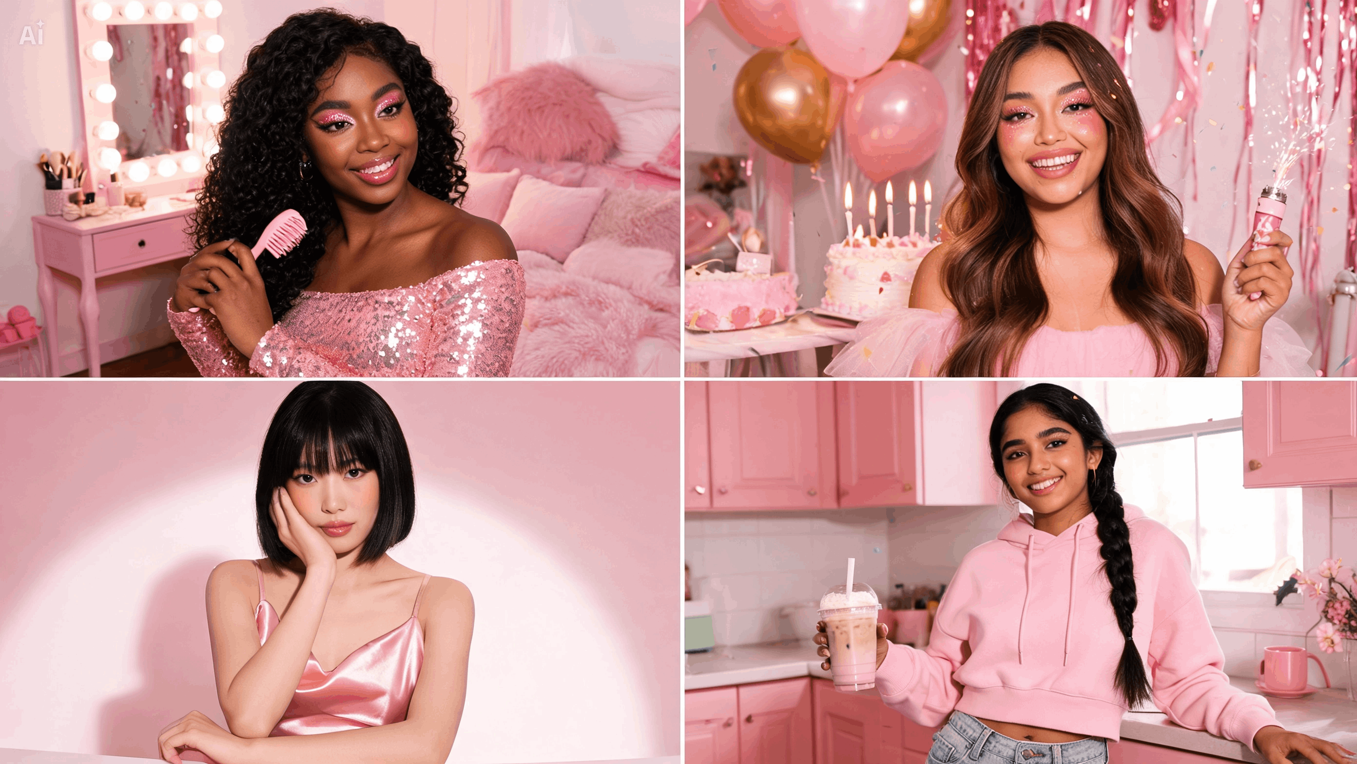 Ρύθμιση Pink Glam Κοιτάζει Σκηνή Με Σκηνή