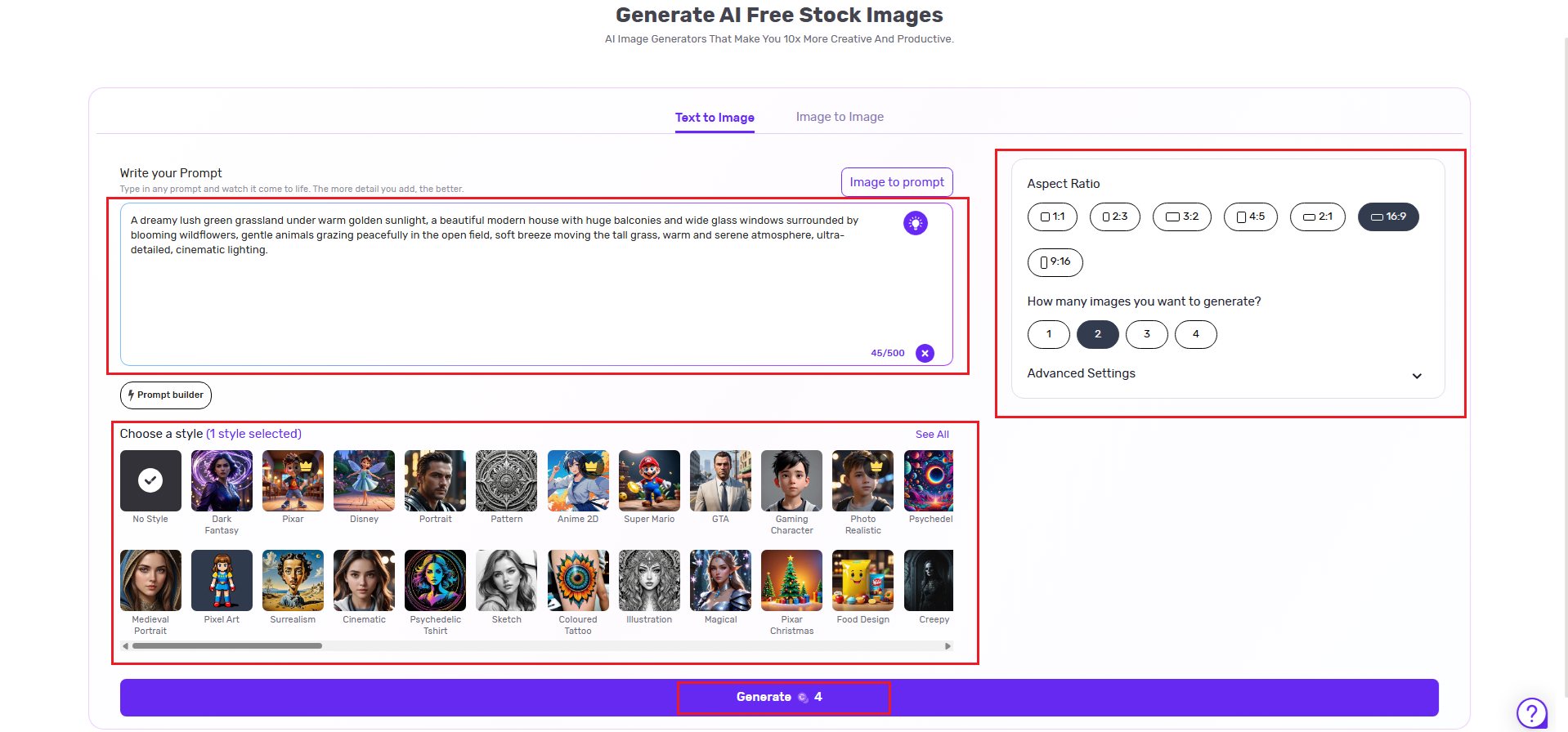 Enter your prompt and customize the output