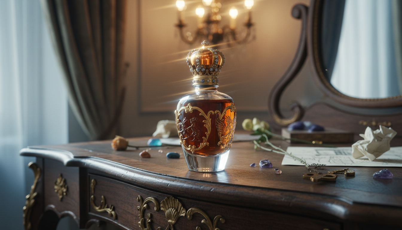 Perfume bottle on a table