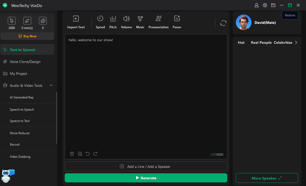 VoxDo's interface