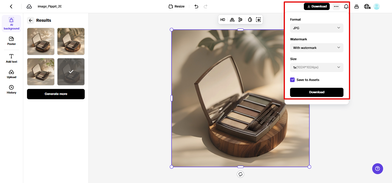 Downloading product photo