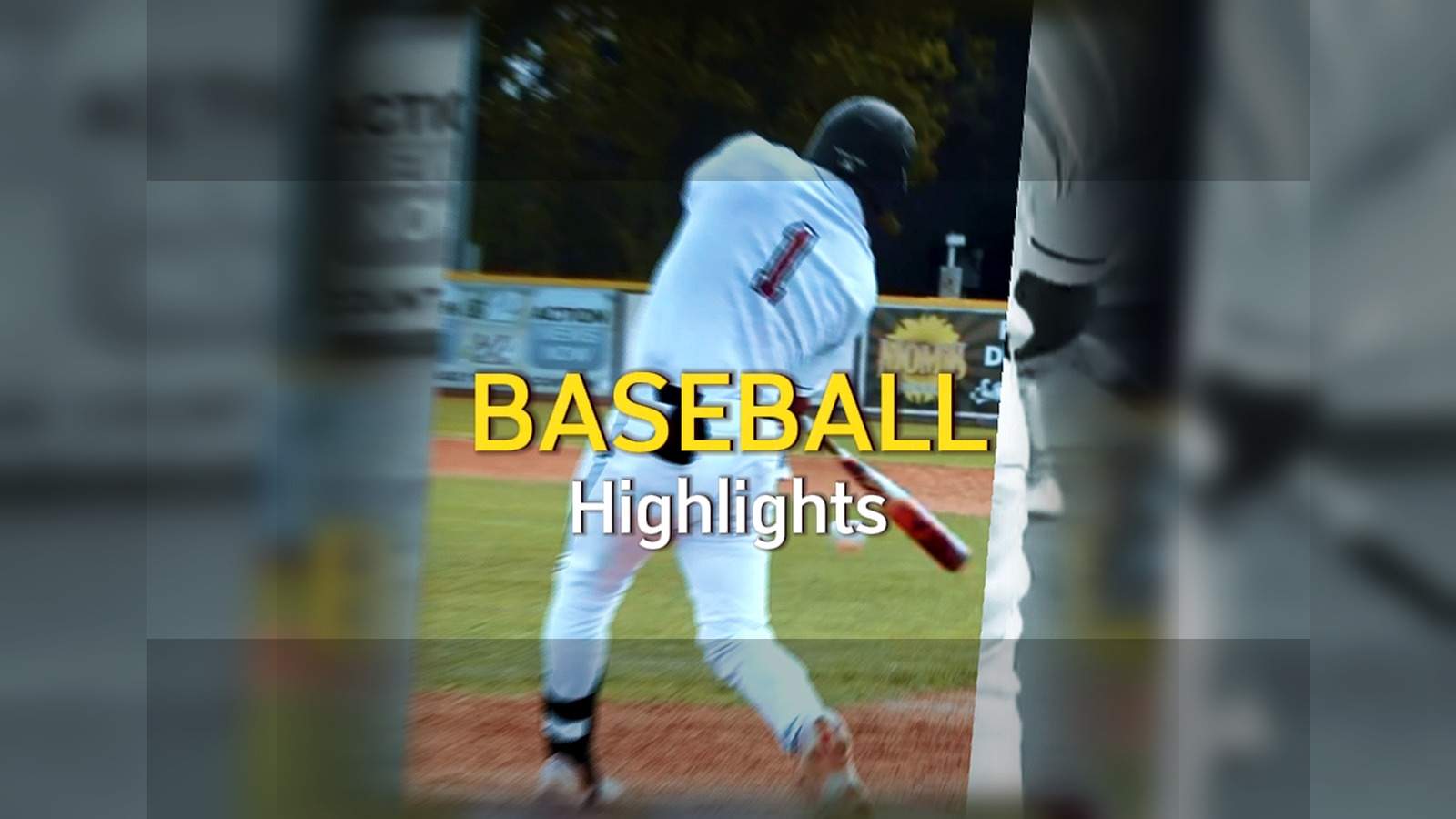 Baseball runner highlight poster with bright yellow sports headline styling