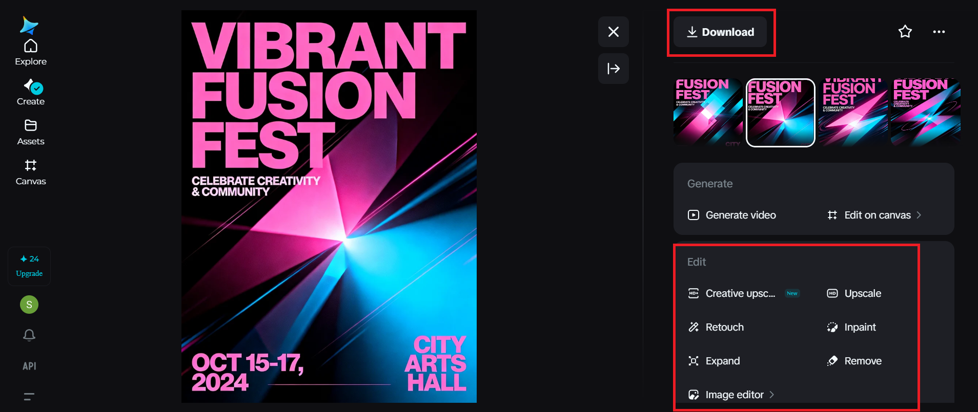 Download the image with the event poster generator