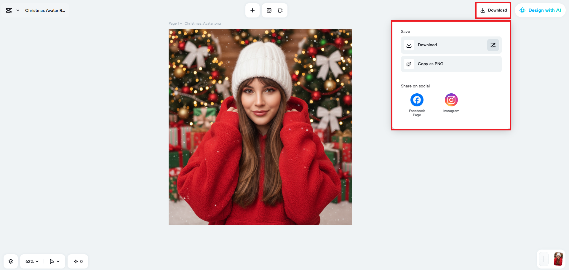 Download your Christmas avatar image
