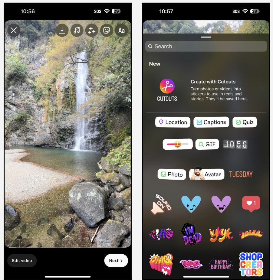 Using in Instagram stories/reels