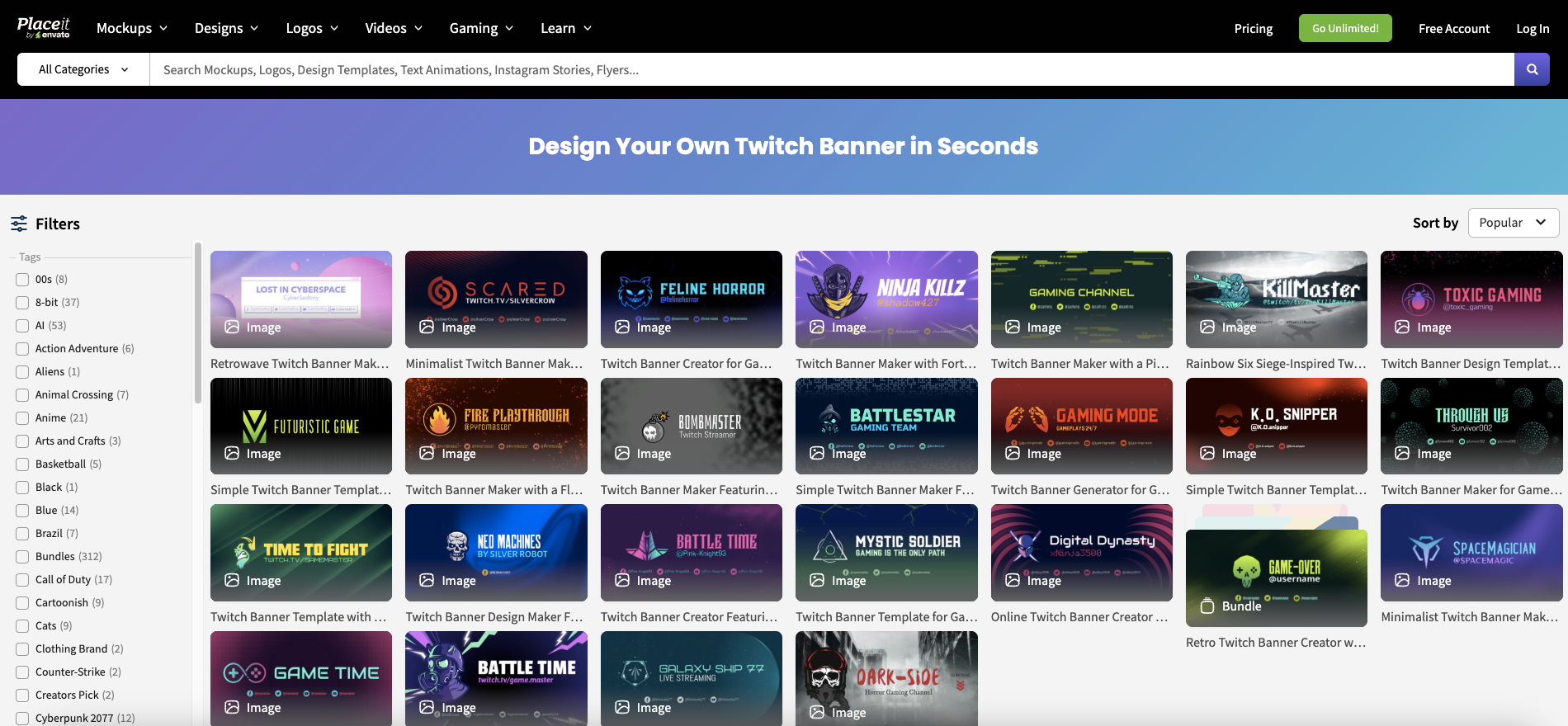 Criador de banner do Twitch