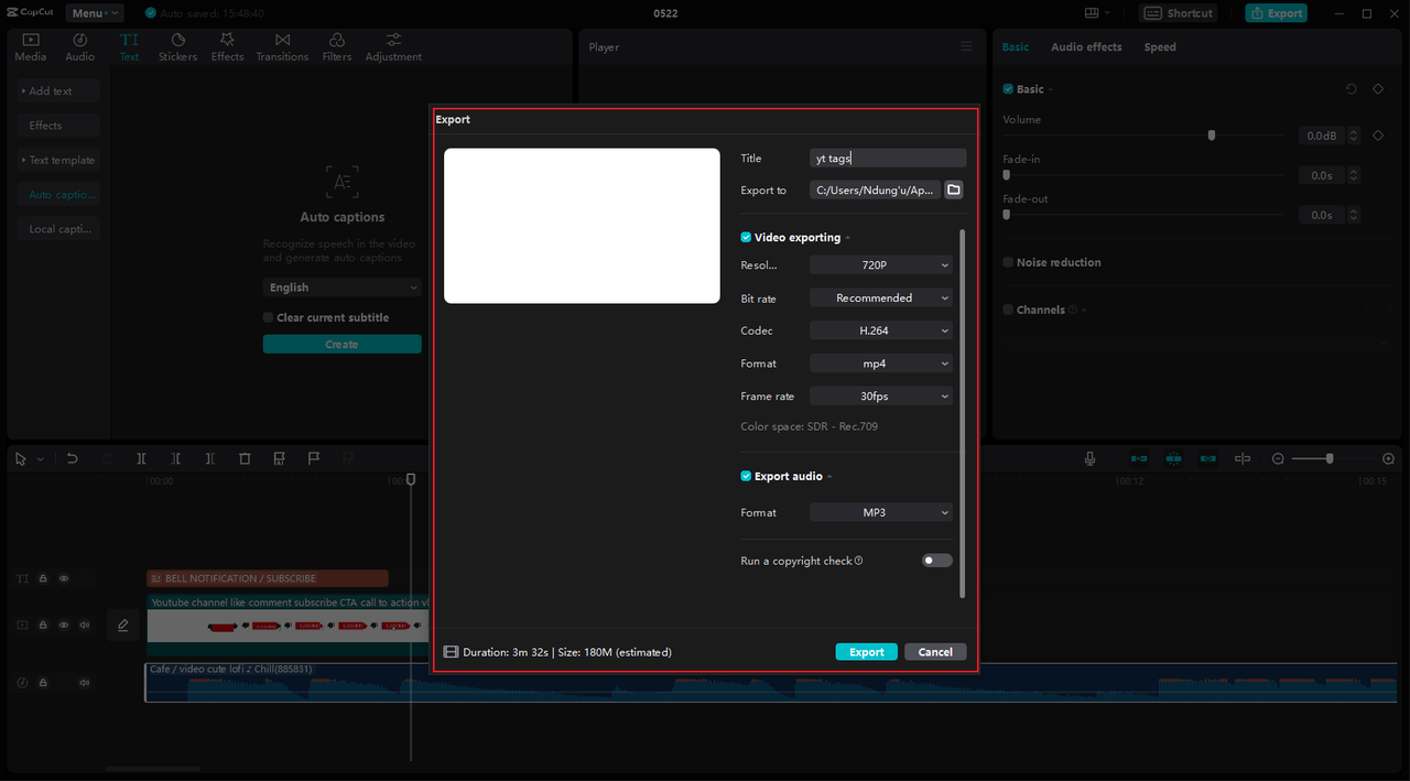 How to export YouTube video on the CapCut desktop video editor