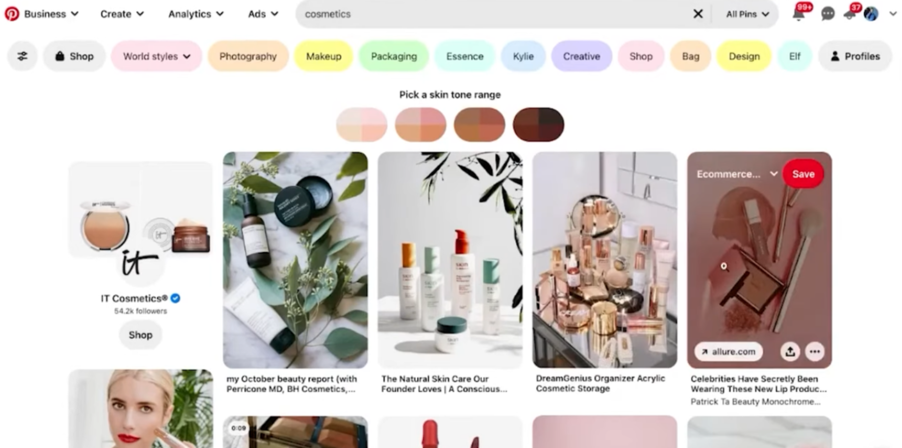 Pins avançados do Pinterest