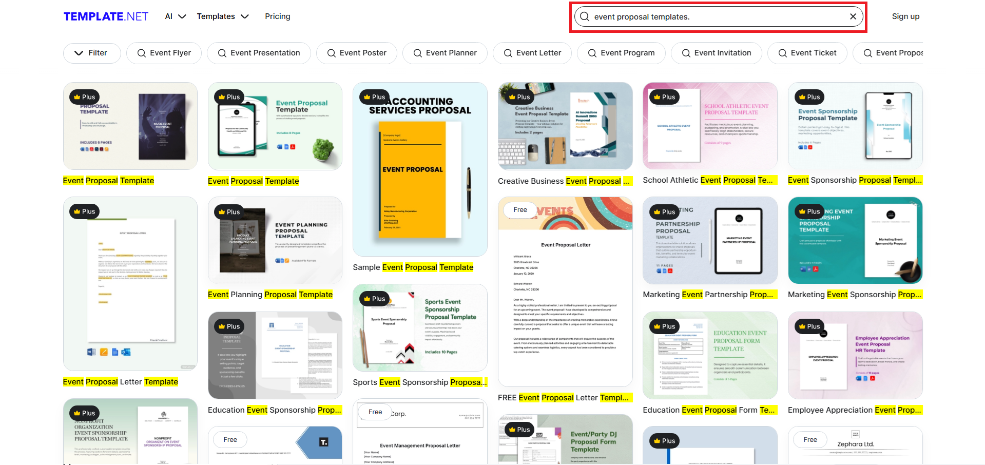 Find an event proposal template