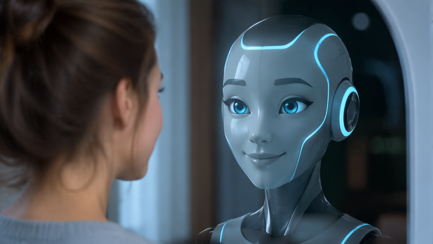 Dreamina robot face filter prompt example 4: Futuristic Studio Headshot