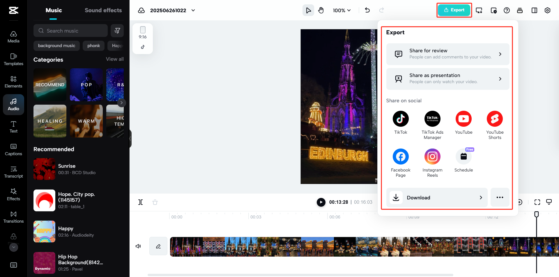 Export your created holiday ad