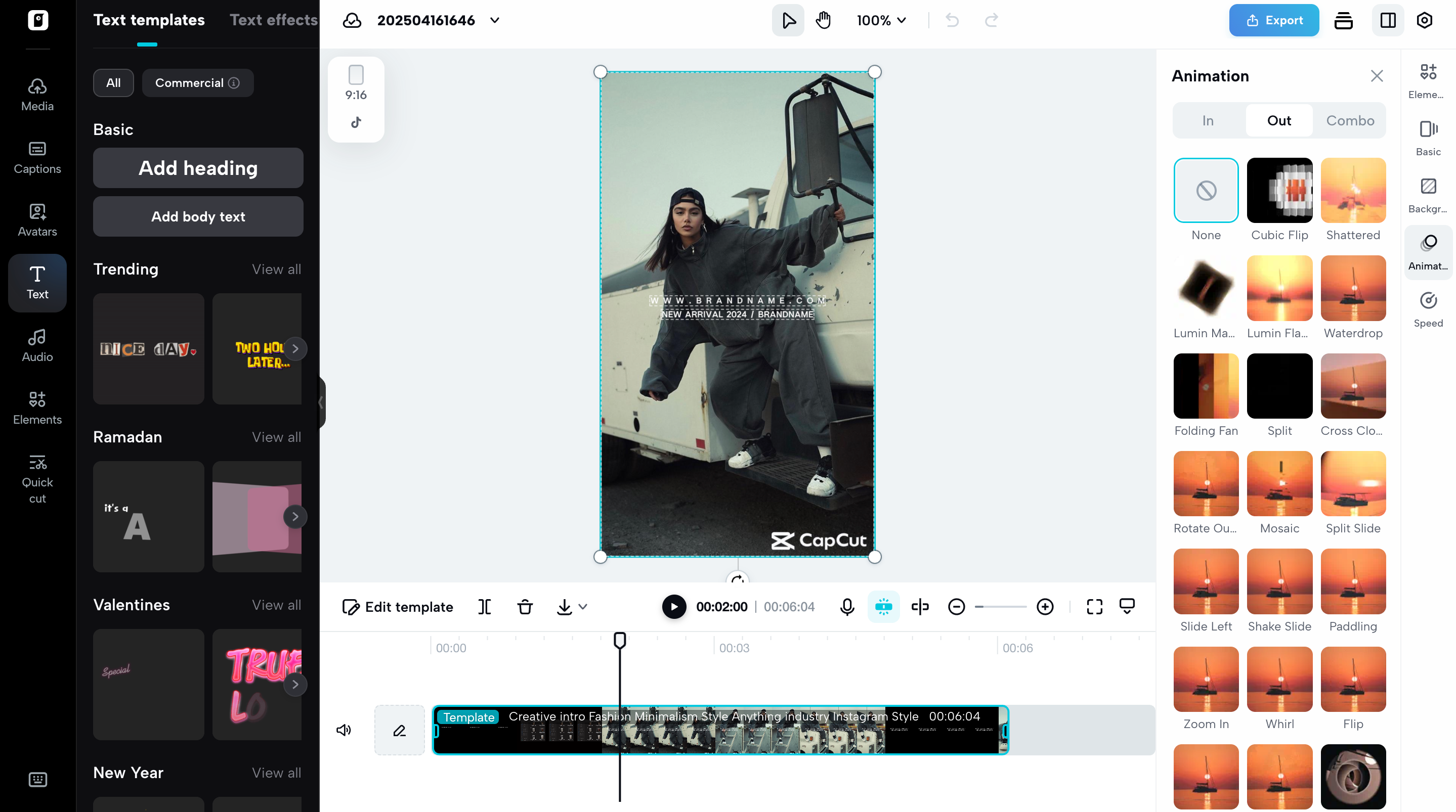 customizing video template in Pippit