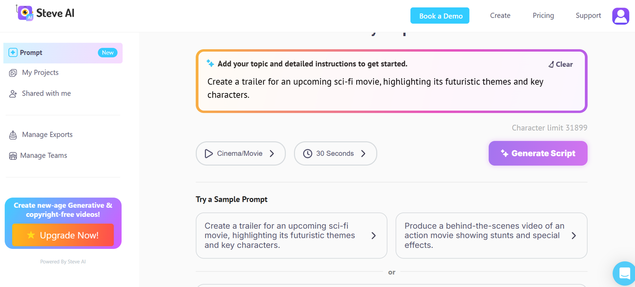 Steve AI video generator