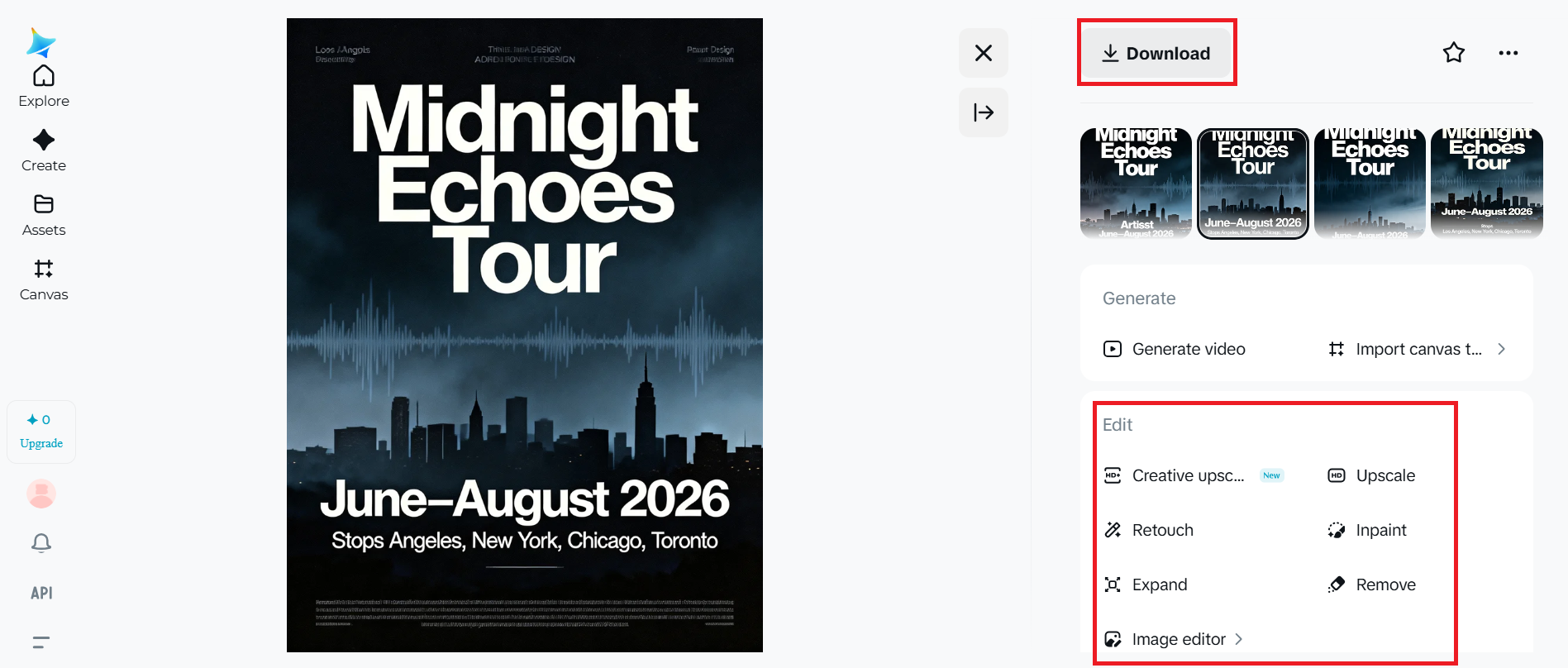 Descarga el cartel del tour en Dreamina