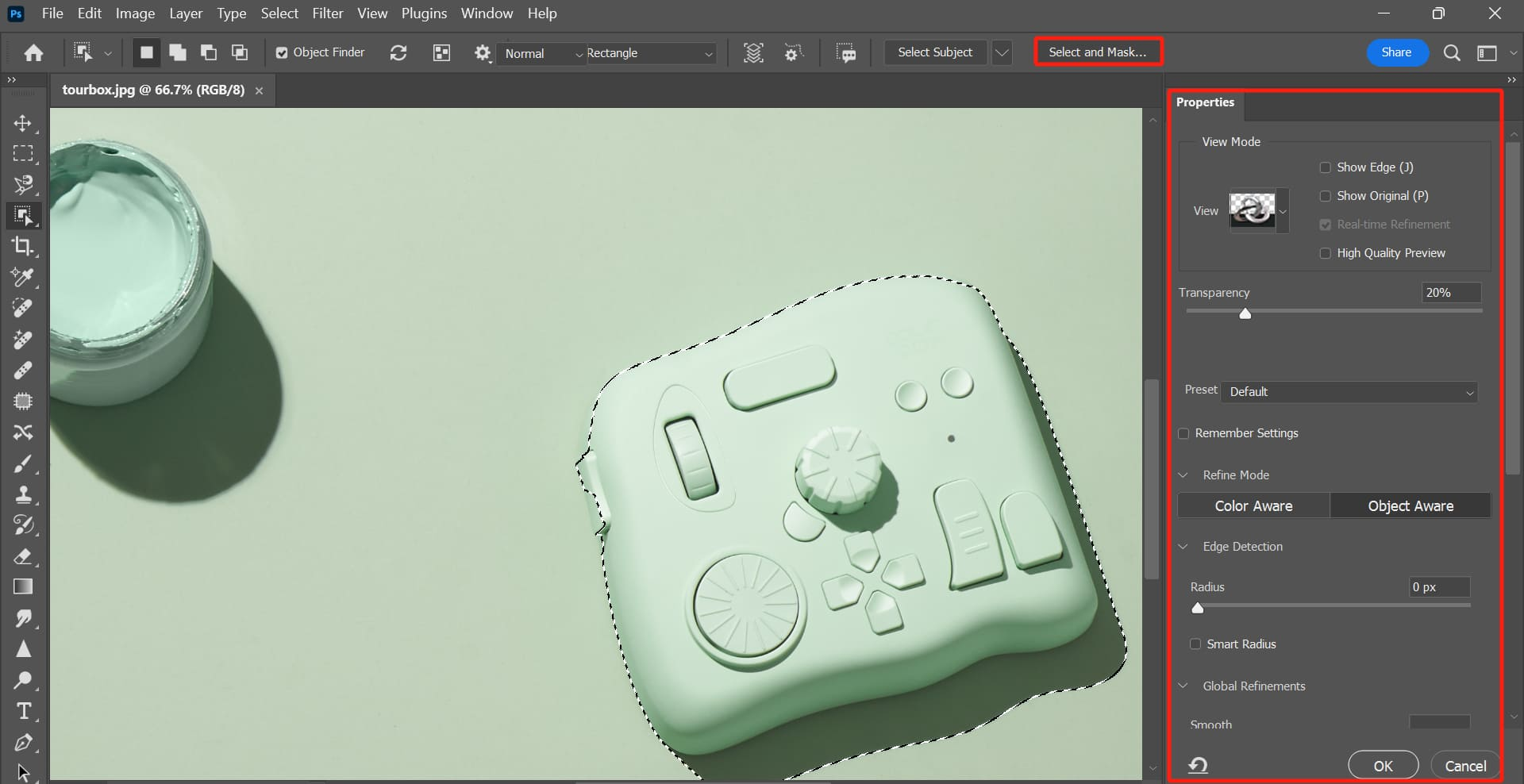 Select and mask in Photoshop