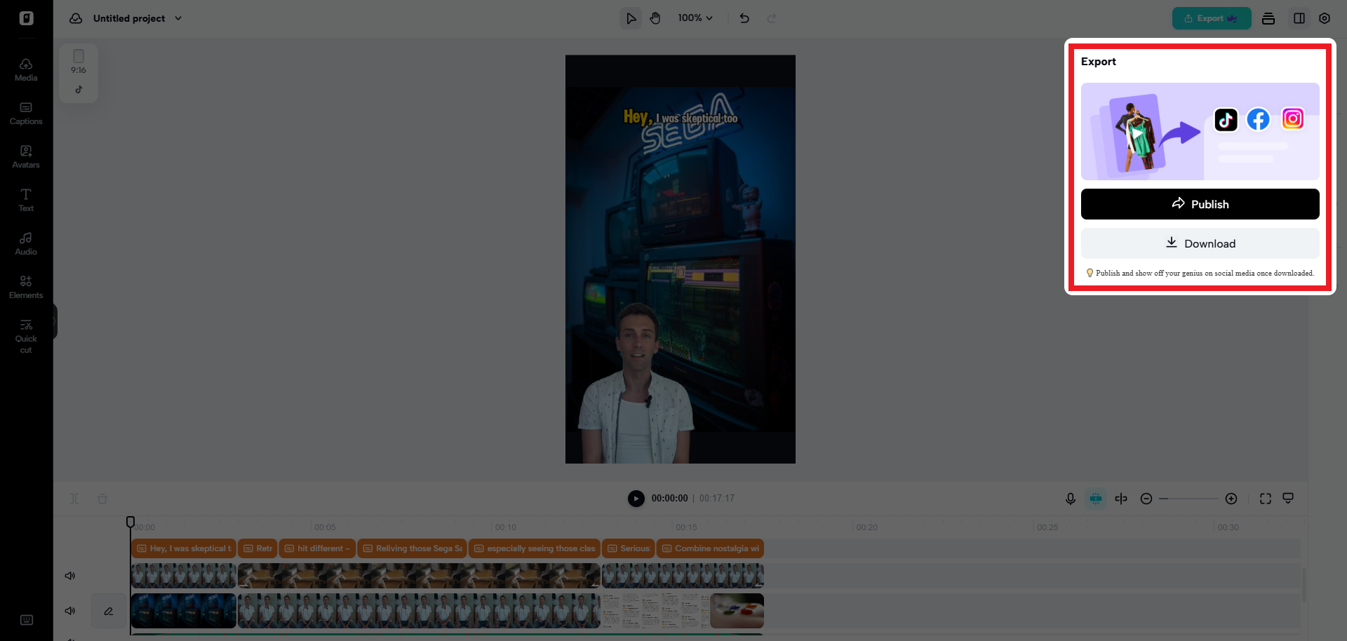 Export your finalized video
