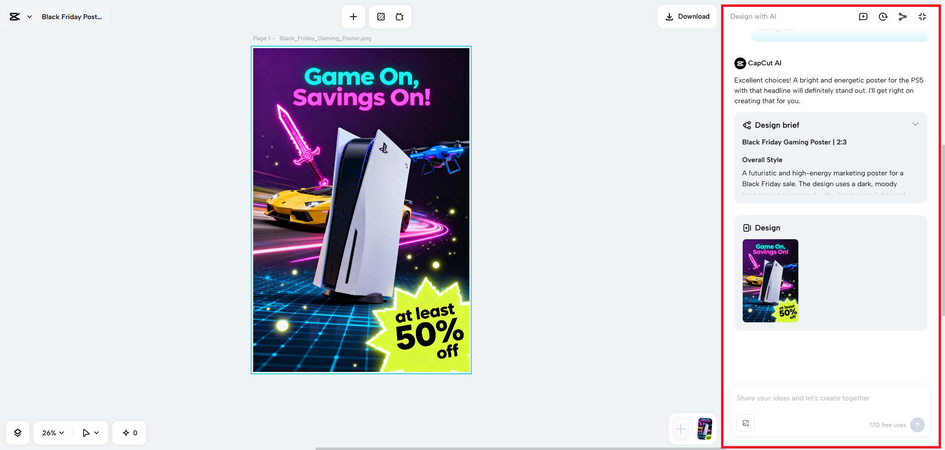 Refine sua imagem usando prompts de IA