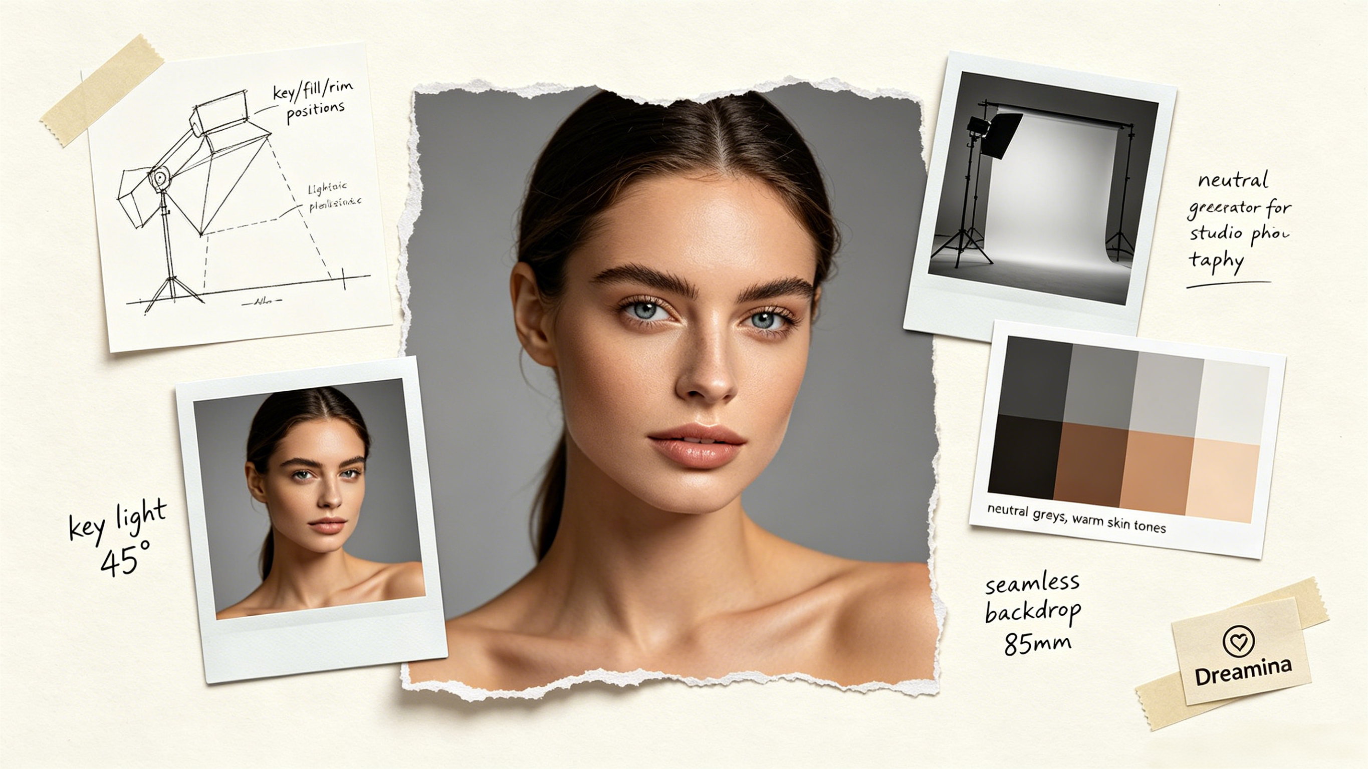 Dreamina AI, profesyonel portreler ve ürün çekimleri için kontrollü aydınlatma, doğal cilt dokusu ve kusursuz arka planlar ile fotogerçekçi stüdyo fotoğrafçılığı üretir.