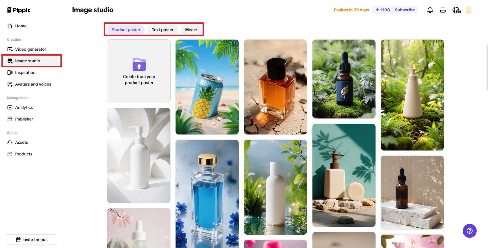Mga opsyon para pumili ng mga paunang-natukoy na template ng poster