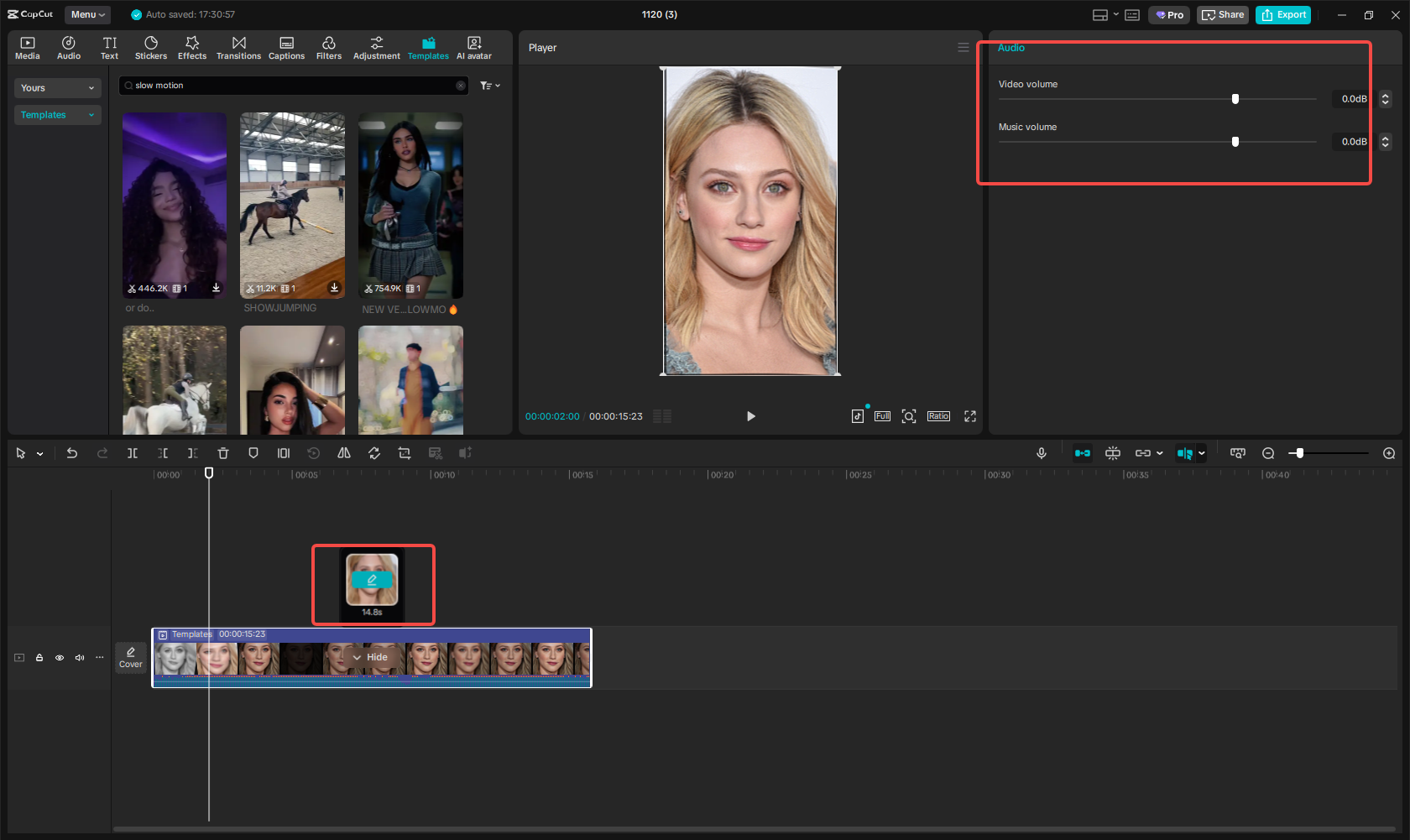 Customize the slow-motion video template in CapCut