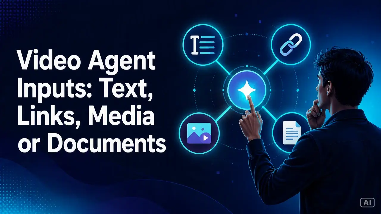 Editorial cover for Video Agent Inputs: Text, Links, Media or Documents