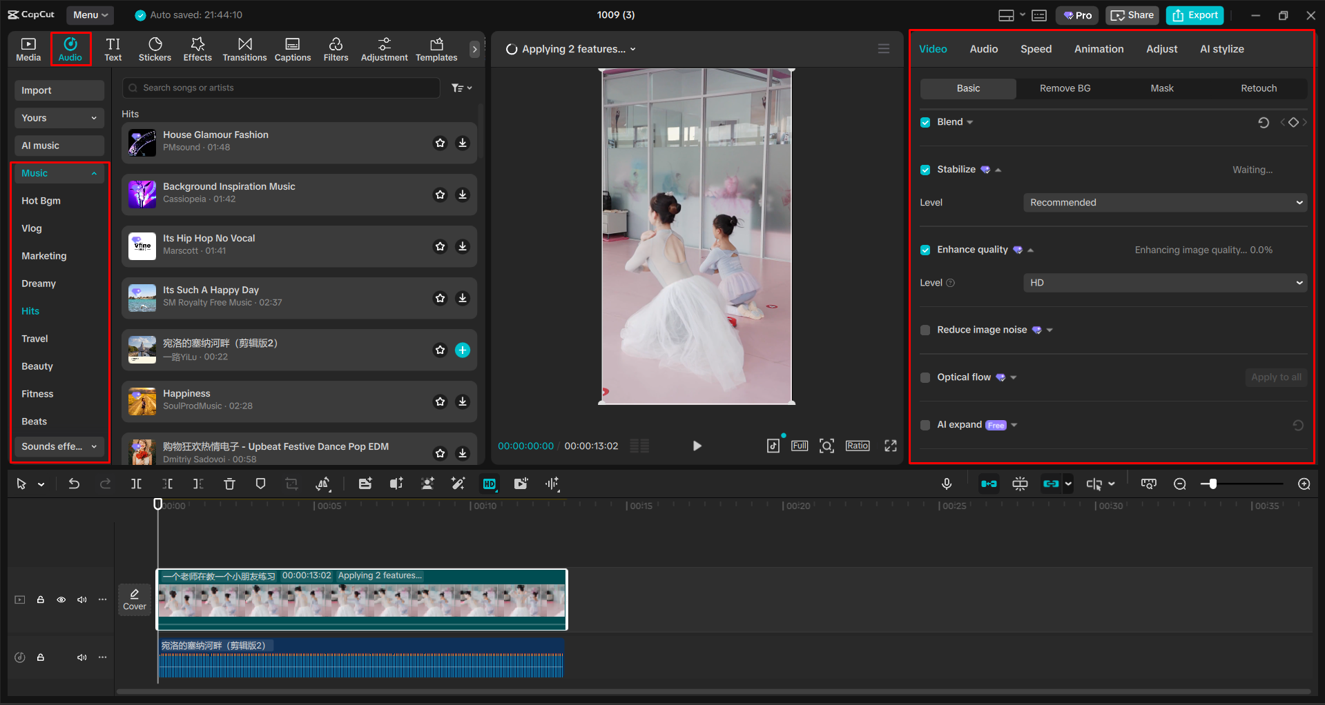 Customizing the video for Instagram with the CapCut desktop video editor