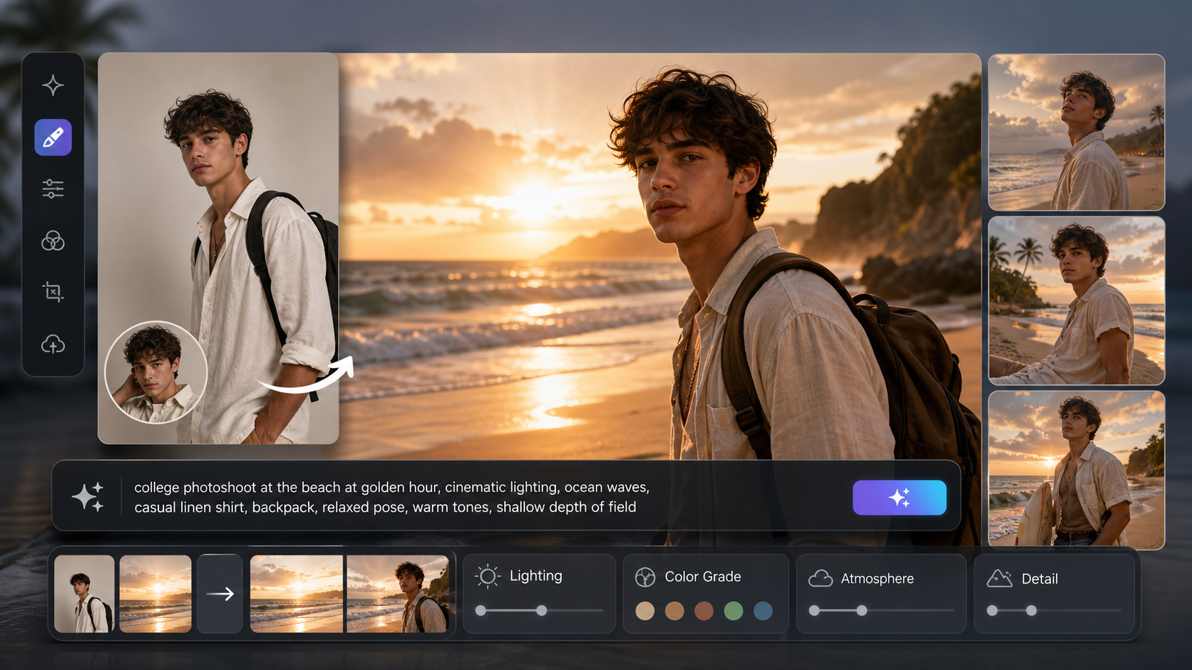 Cinematic beach college collage ideas