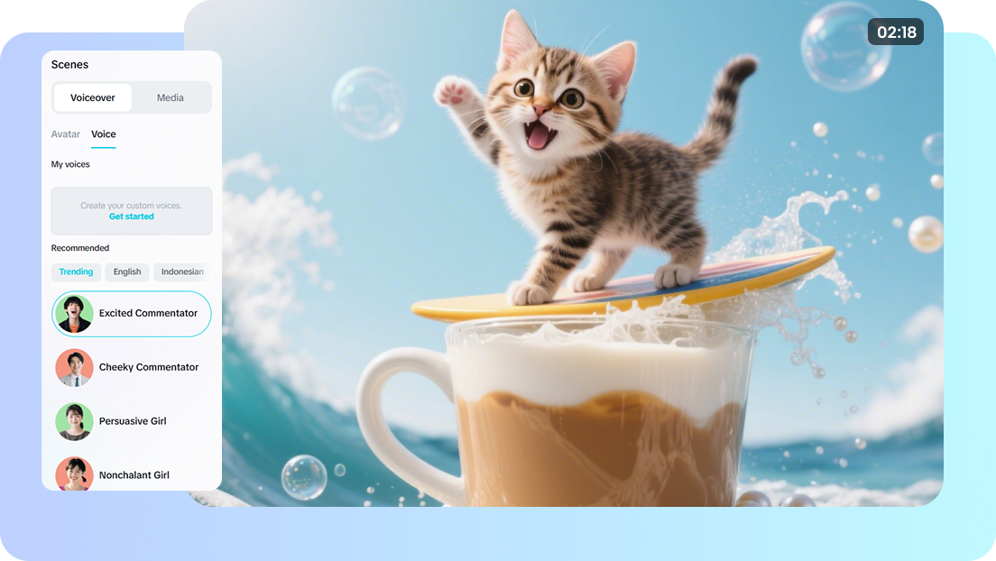 Voiceover support with CapCut Web's images to video AI free generator