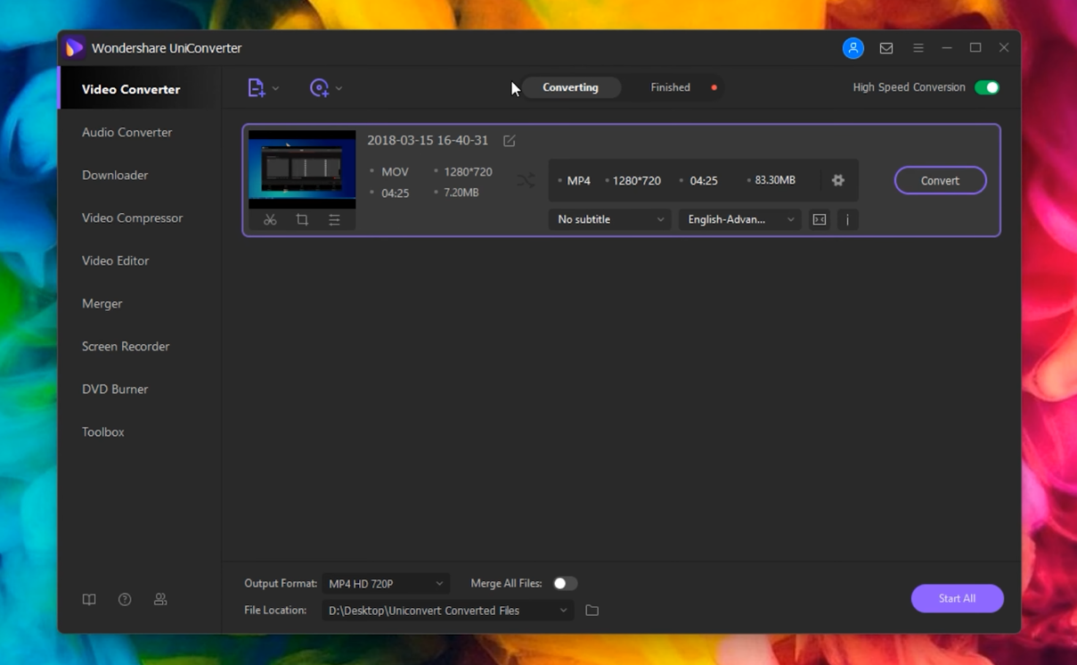 อินเทอร์เฟซของ UniOliver - ซอฟต์แวร์ที่เชื่อถือได้ในการแปลง SWF เป็น MP4