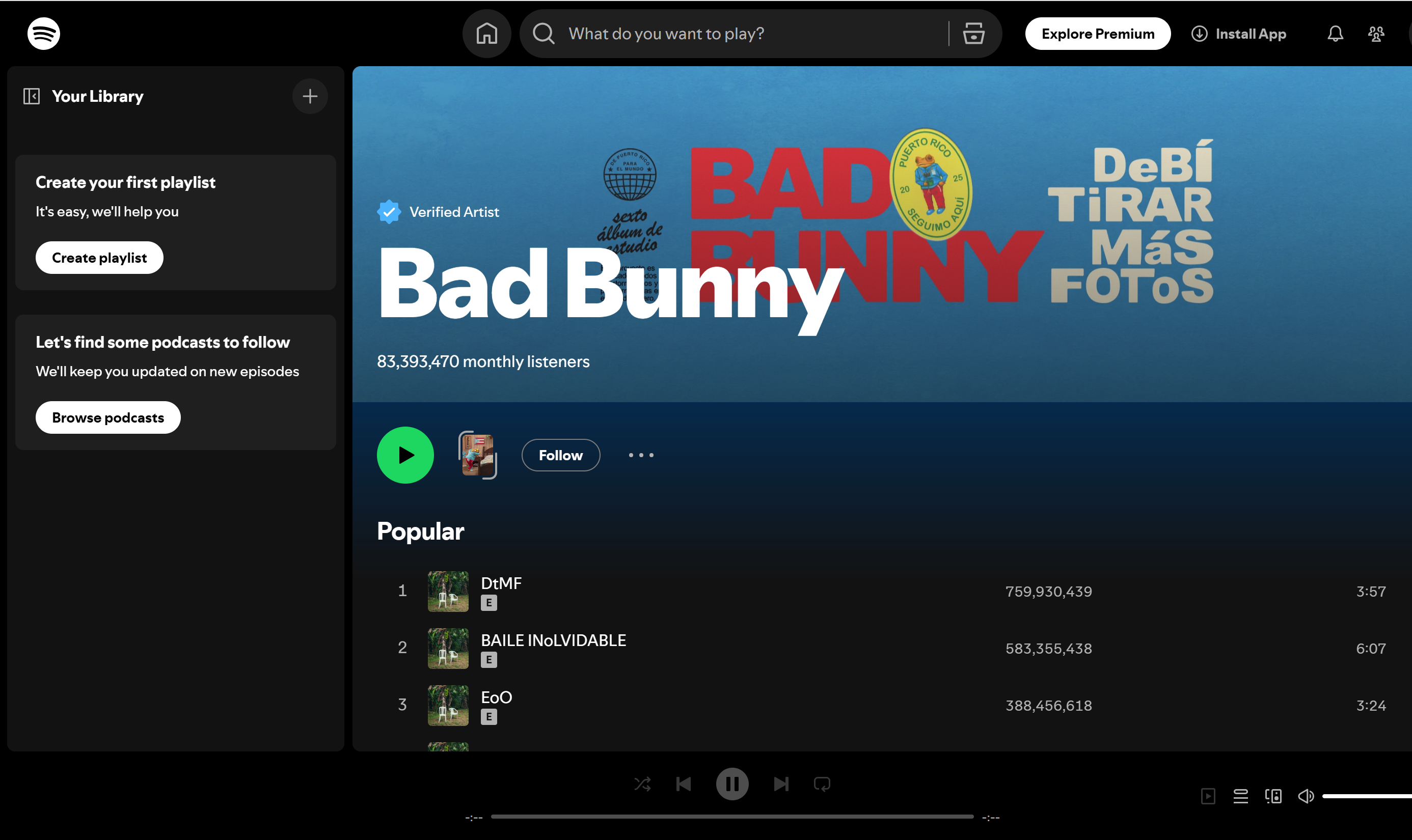 Bad Bunny - den mest lyssnade artisten på Spotify
